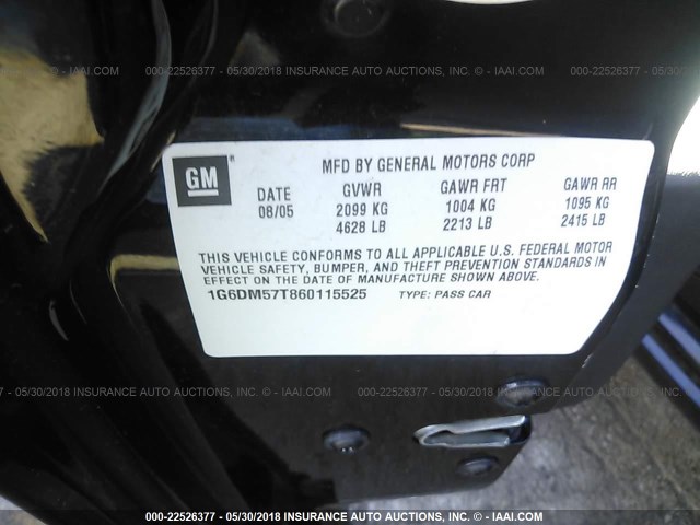 1G6DM57T860115525 - 2006 CADILLAC CTS BLACK photo 9