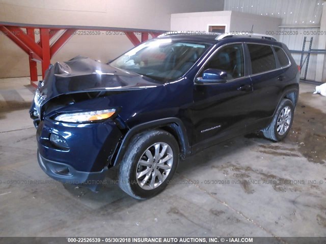 1C4PJMDB7GW213579 - 2016 JEEP CHEROKEE LIMITED BLUE photo 2