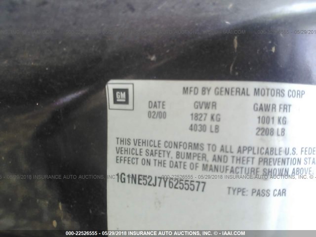 1G1NE52J7Y6255577 - 2000 CHEVROLET MALIBU LS 紫色 照片 9