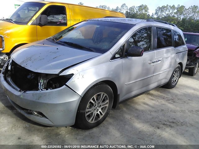 5FNRL5H62BB051296 - 2011 HONDA ODYSSEY EXL SILVER photo 2