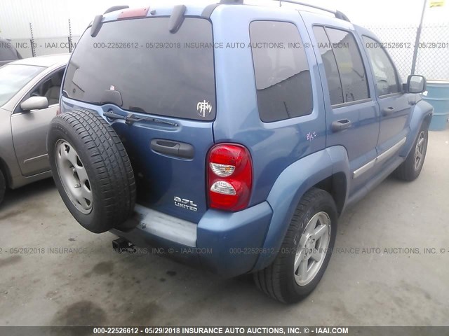 1J4GK58K75W665293 - 2005 JEEP LIBERTY LIMITED BLUE photo 4