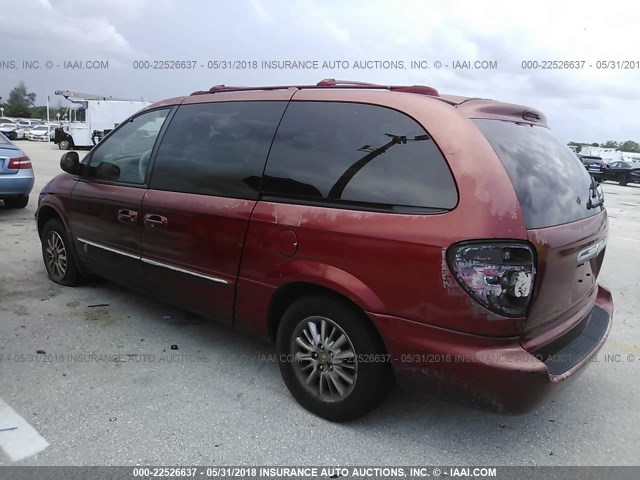 2C8GP64L52R531378 - 2002 CHRYSLER TOWN & COUNTRY LIMITED RED photo 3