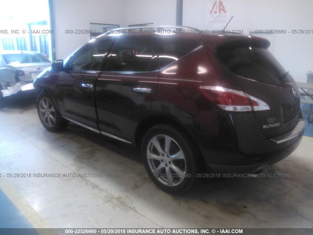 JN8AZ1MU9CW119653 - 2012 NISSAN MURANO S/SL/LE BURGUNDY photo 3