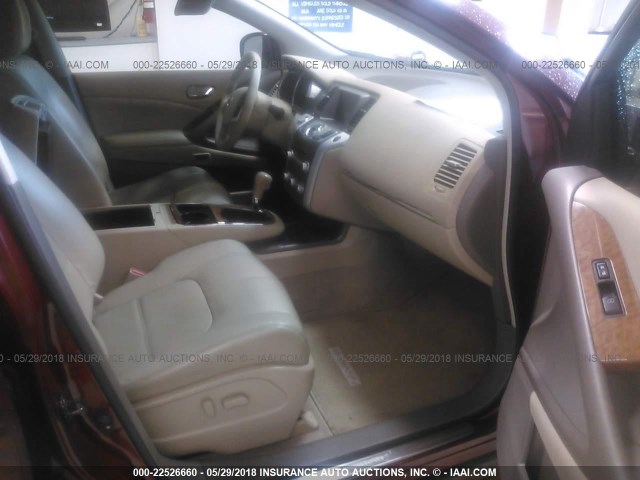 JN8AZ1MU9CW119653 - 2012 NISSAN MURANO S/SL/LE BURGUNDY photo 5