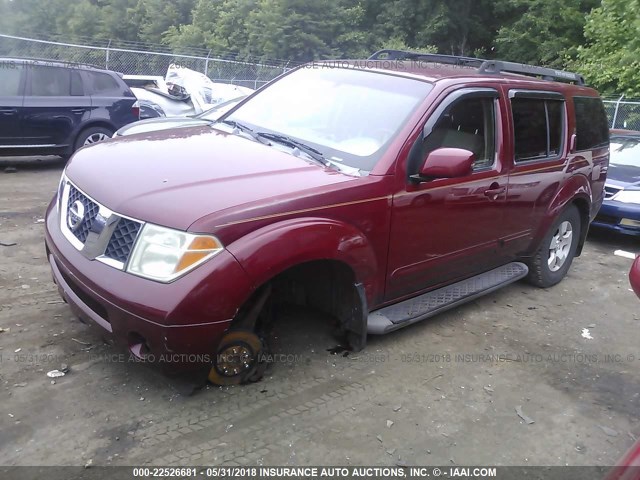 5N1AR18U75C790406 - 2005 NISSAN PATHFINDER LE/SE/XE RED photo 2