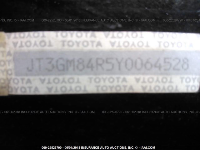 JT3GM84R5Y0064528 - 2000 TOYOTA 4RUNNER BLACK photo 9