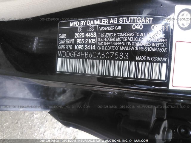 WDDGF4HB6CA607583 - 2012 MERCEDES-BENZ C 250 BLACK photo 9