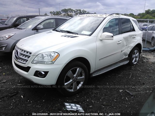 4JGBB8GB6BA712384 - 2011 MERCEDES-BENZ ML 350 4MATIC WHITE photo 2