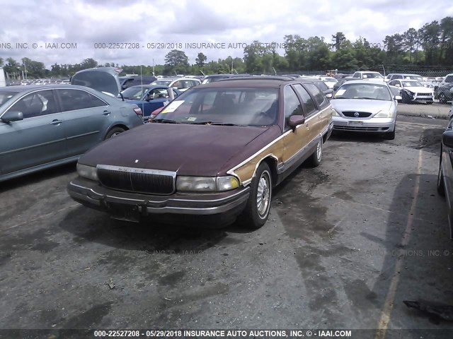 1G4BR8378NW407652 - 1992 BUICK ROADMASTER ESTATE MAROON photo 2