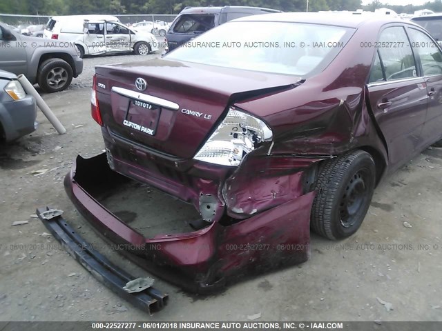 4T1BE32K54U316675 - 2004 TOYOTA CAMRY LE/XLE/SE RED photo 6
