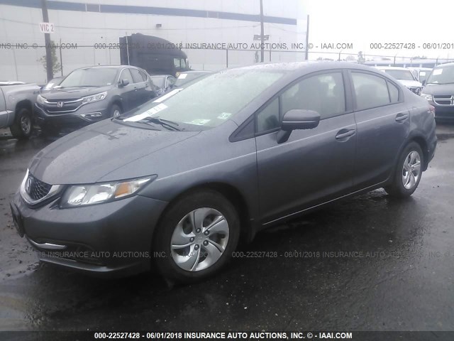 19XFB2F55EE242042 - 2014 HONDA CIVIC LX GRAY photo 2