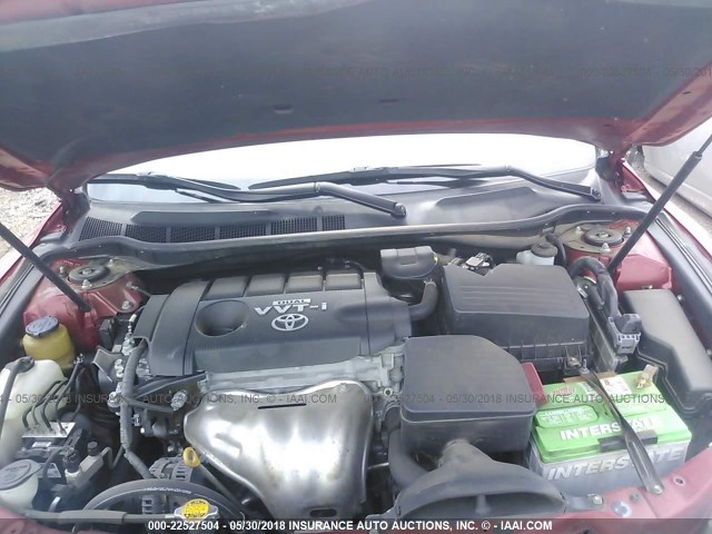 4T1BF3EKXAU025223 - 2010 TOYOTA CAMRY SE/LE/XLE RED photo 10