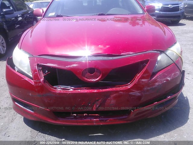4T1BE46K57U020818 - 2007 TOYOTA CAMRY NEW GENERAT CE/LE/XLE/SE RED photo 6
