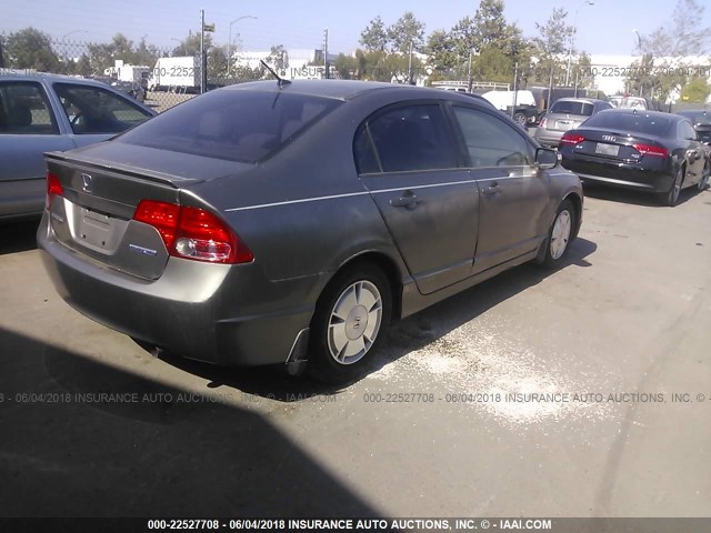 JHMFA36258S010765 - 2008 HONDA CIVIC HYBRID GRAY photo 4