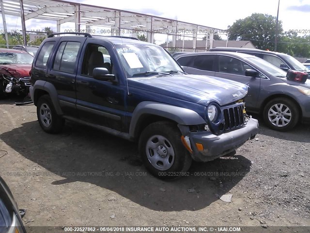 1J4GL48K85W620466 - 2005 JEEP LIBERTY SPORT BLUE photo 1