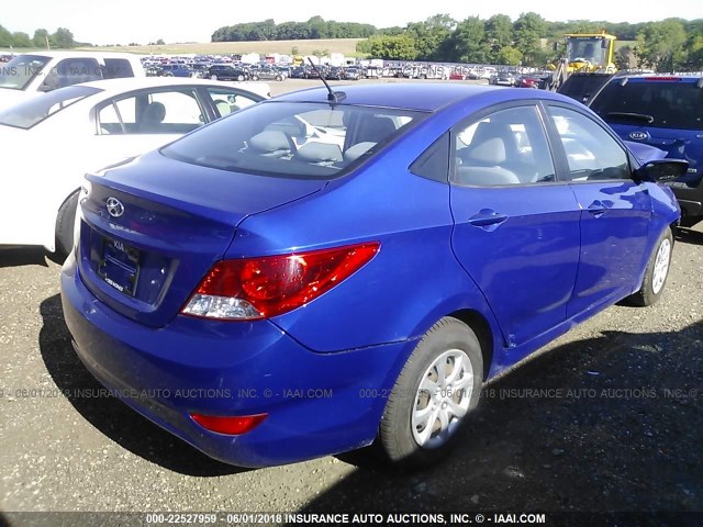 KMHCT4AE8DU531916 - 2013 HYUNDAI ACCENT GLS/GS BLUE photo 4