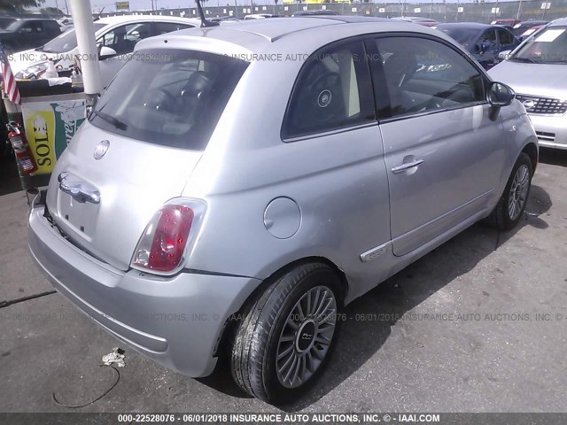 3C3CFFCR2CT254104 - 2012 FIAT 500 LOUNGE SILVER photo 4