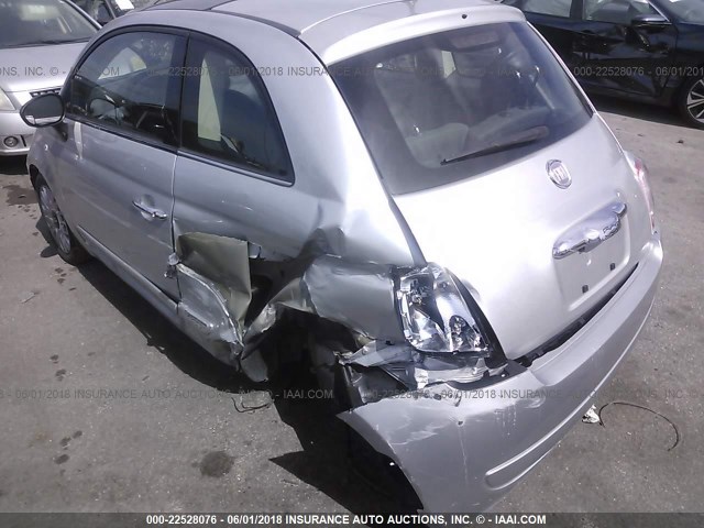 3C3CFFCR2CT254104 - 2012 FIAT 500 LOUNGE SILVER photo 6