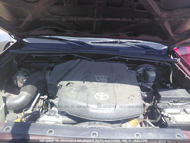 5TETU62N76Z238479 - 2006 TOYOTA TACOMA PRERUNNER ACCESS CAB RED photo 10