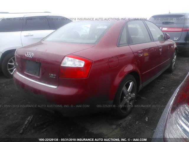 WAULC68E93A252686 - 2003 AUDI A4 1.8T QUATTRO RED photo 4