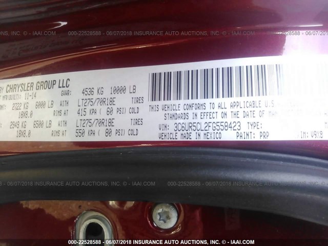 3C6UR5CL2FG558423 - 2015 RAM 2500 ST RED photo 9