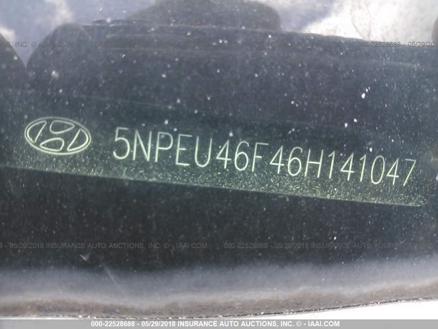 5NPEU46F46H141047 - 2006 HYUNDAI SONATA GLS/LX BLACK photo 9