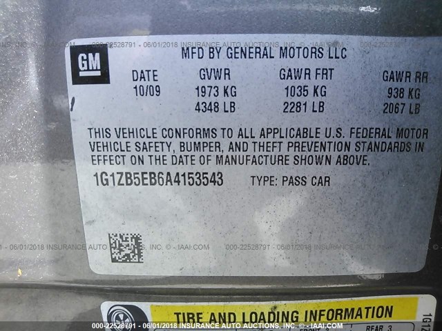 1G1ZB5EB6A4153543 - 2010 CHEVROLET MALIBU LS Qəhvəyi foto 9