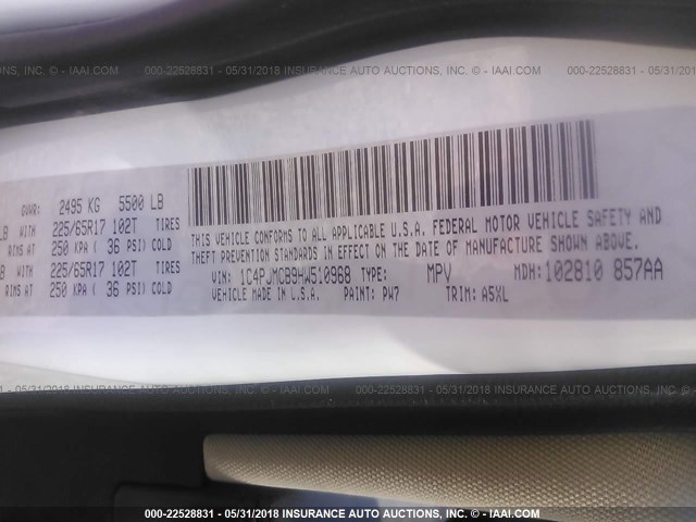 1C4PJMCB9HW510968 - 2017 JEEP CHEROKEE LATITUDE Ağ foto 9