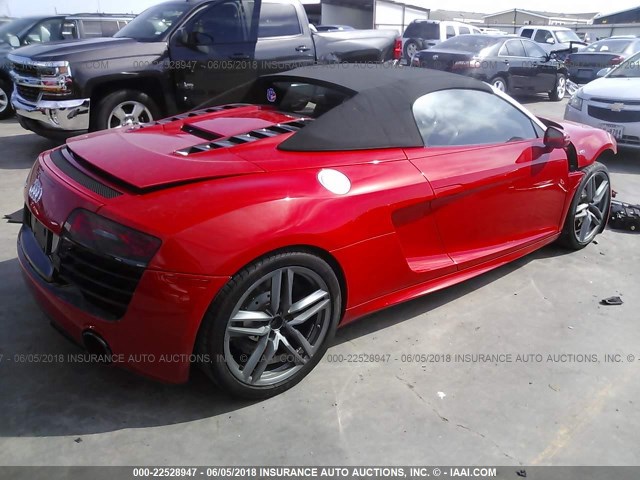 WUASNAFG3EN001581 - 2014 AUDI R8 5.2 QUATTRO RED photo 4