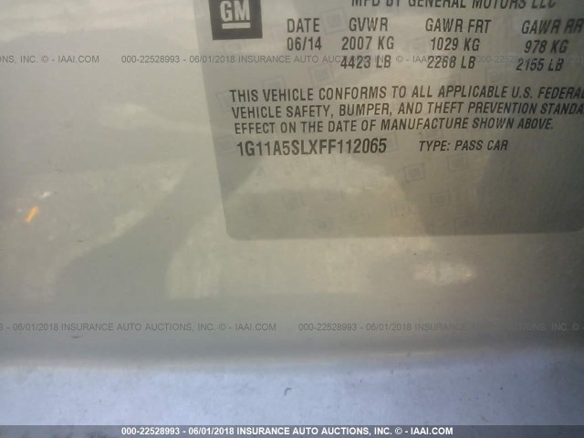 1G11A5SLXFF112065 - 2015 CHEVROLET MALIBU LS SILVER photo 9