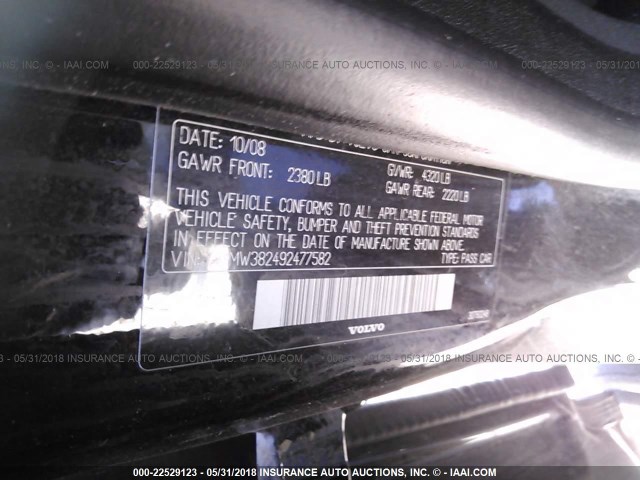 YV1MW382492477582 - 2009 VOLVO V50 2.4I BLACK photo 9