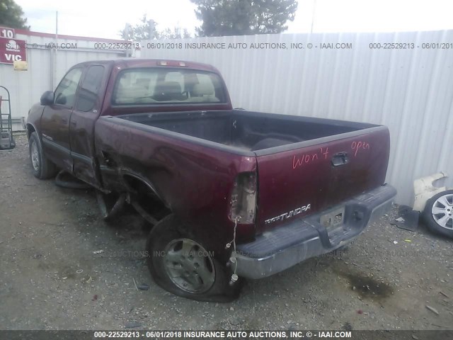 5TBRN34171S159621 - 2001 TOYOTA TUNDRA ACCESS CAB SR5 BURGUNDY photo 3