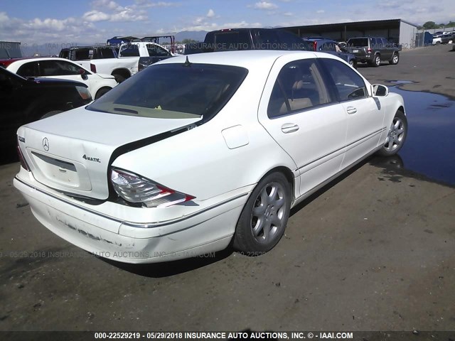 WDBNG83J35A443456 - 2005 MERCEDES-BENZ S 430 4MATIC WHITE photo 4
