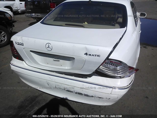 WDBNG83J35A443456 - 2005 MERCEDES-BENZ S 430 4MATIC WHITE photo 6