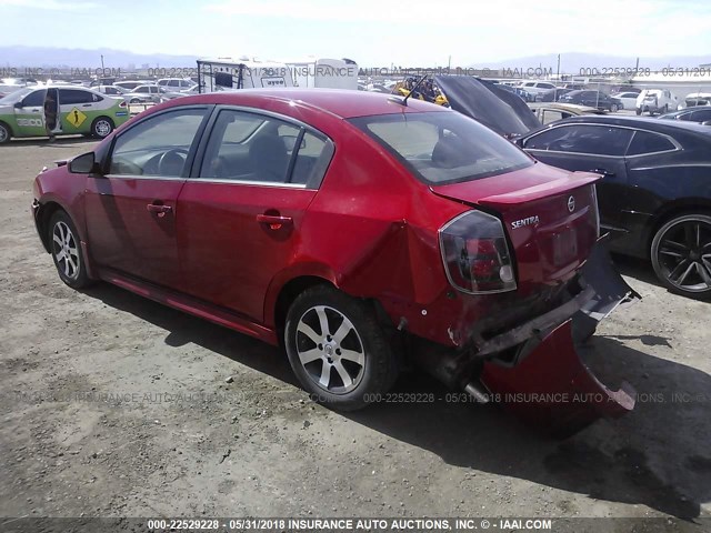 3N1AB6AP5CL773912 - 2012 NISSAN SENTRA 2.0/2.0S/SR/2.0SL RED photo 3