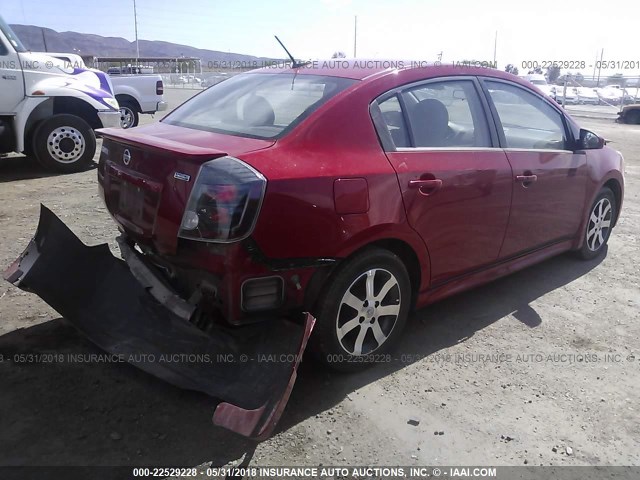 3N1AB6AP5CL773912 - 2012 NISSAN SENTRA 2.0/2.0S/SR/2.0SL RED photo 4