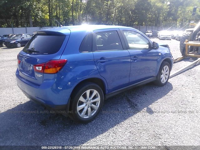 4A4AR3AU2FE058452 - 2015 MITSUBISHI OUTLANDER SPORT ES BLUE photo 4