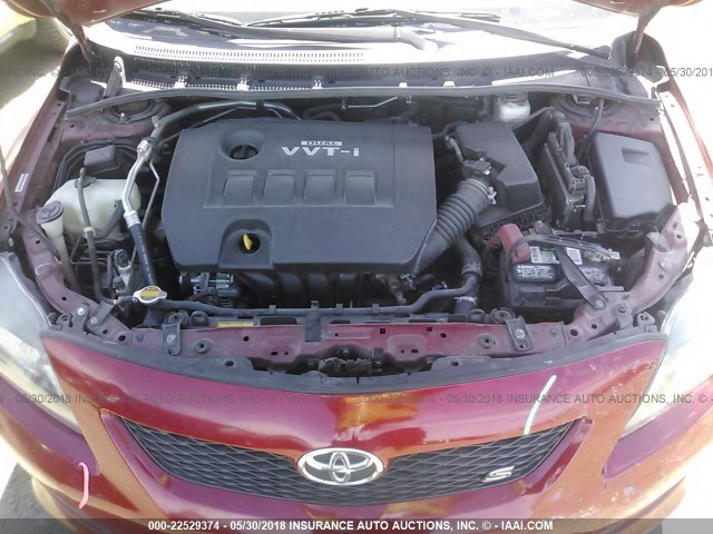 1NXBU40E19Z099008 - 2009 TOYOTA COROLLA S/LE/XLE RED photo 10