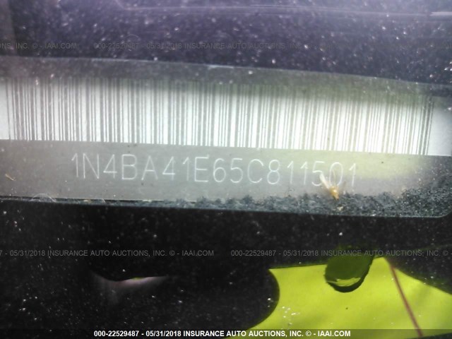 1N4BA41E65C811501 - 2005 NISSAN MAXIMA SE/SL BLACK photo 9