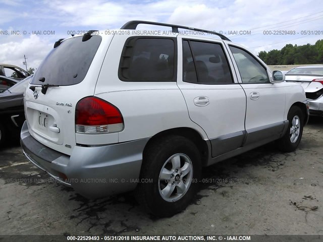 KM8SC73D55U889588 - 2005 HYUNDAI SANTA FE GLS/LX WHITE photo 4