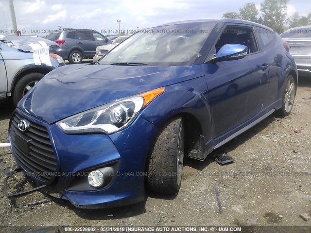 KMHTC6AE2FU242240 - 2015 HYUNDAI VELOSTER TURBO BLUE photo 2