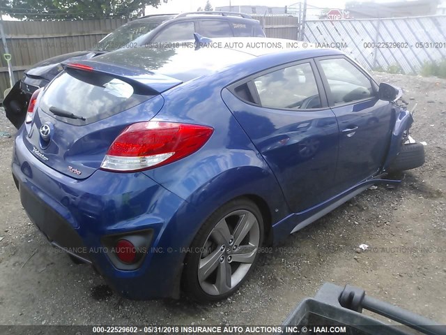 KMHTC6AE2FU242240 - 2015 HYUNDAI VELOSTER TURBO BLUE photo 4