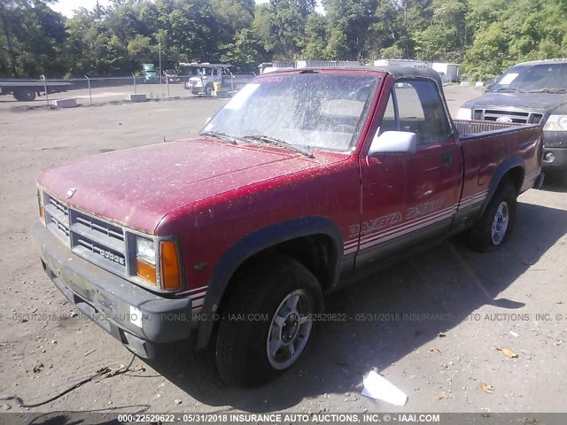 1B7GG69X2KS174351 - 1989 DODGE DAKOTA SPORT RED photo 2