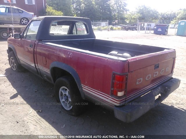 1B7GG69X2KS174351 - 1989 DODGE DAKOTA SPORT RED photo 3