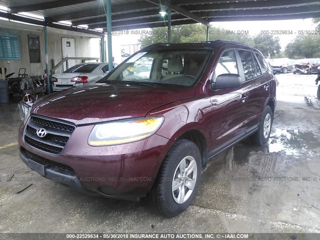 5NMSG13D29H298427 - 2009 HYUNDAI SANTA FE GLS MAROON photo 2