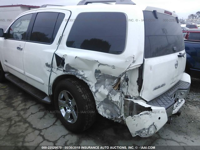 5N1AA08A65N721279 - 2005 NISSAN ARMADA SE/LE WHITE photo 6