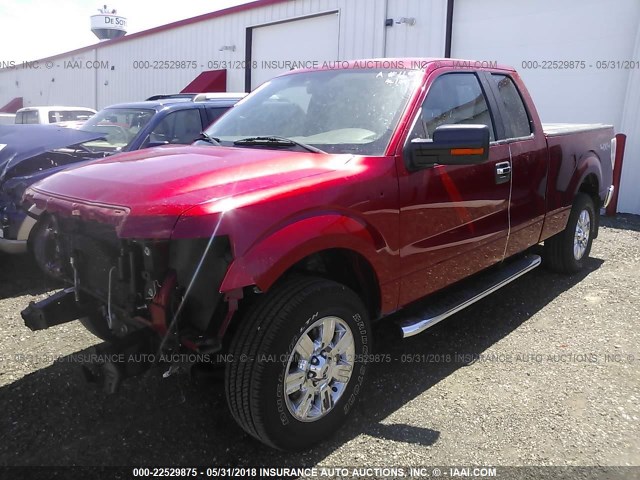 1FTFX1EV3AKE23855 - 2010 FORD F150 SUPER CAB RED photo 2