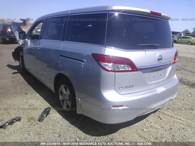 JN8AE2KP5C9050702 - 2012 NISSAN QUEST S/SV/SL/LE SILVER photo 3