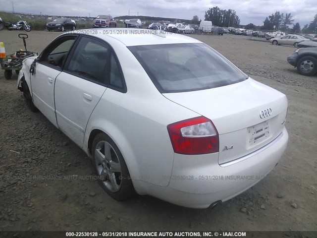 WAUJC68E84A248265 - 2004 AUDI A4 1.8T WHITE photo 3