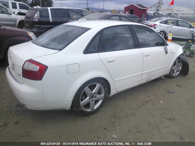 WAUJC68E84A248265 - 2004 AUDI A4 1.8T WHITE photo 4